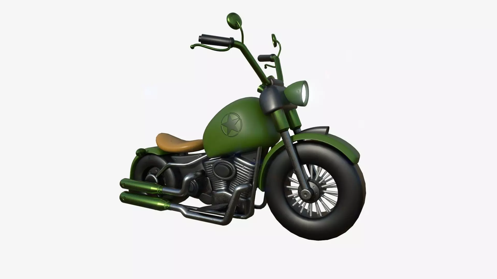 Motorcycle Cartoon A15 Green - Custom Vehicle Design Low-poly 3D model_0