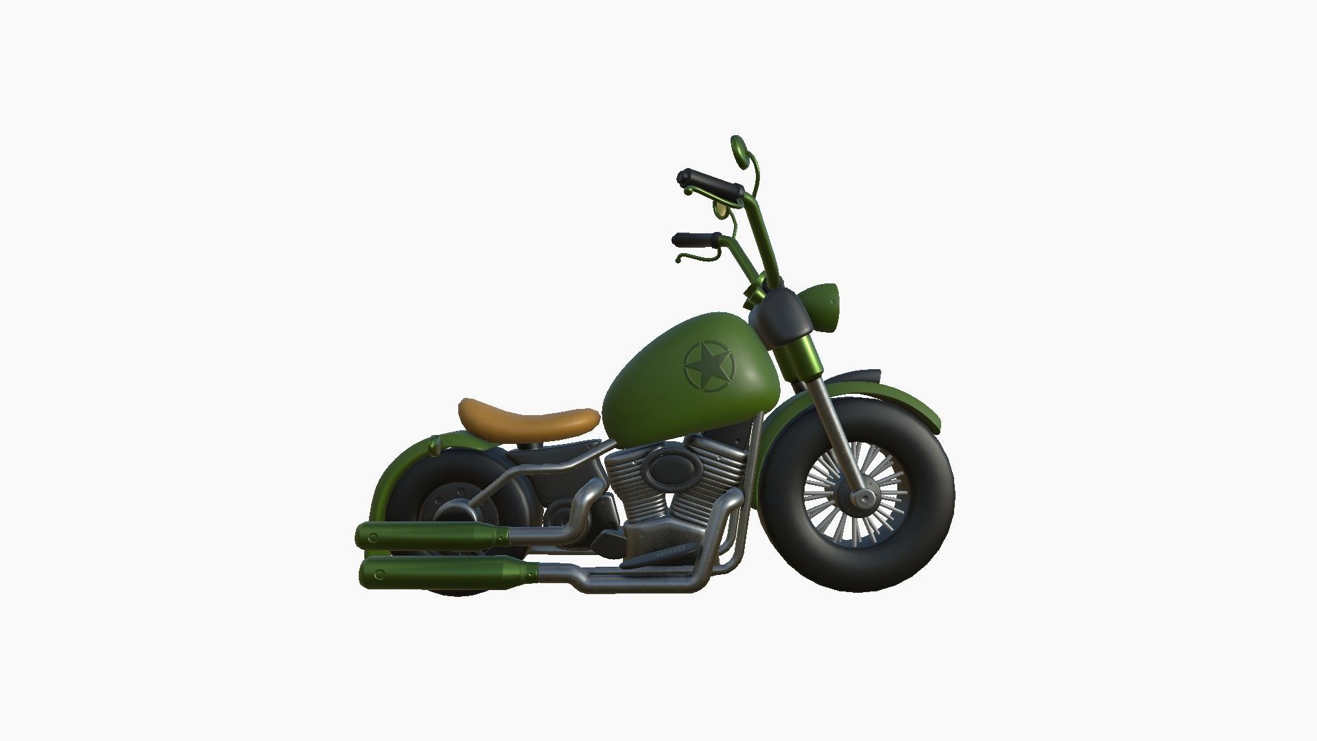 Motorcycle Cartoon A15 Green - Custom Vehicle Design Low-poly 3D model_2