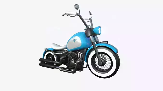Motorcycle Cartoon A16 Blue White - Custom Vehicle Design