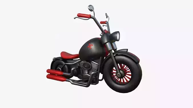 Motorcycle Cartoon A17 Black Red - Custom Vehicle Design