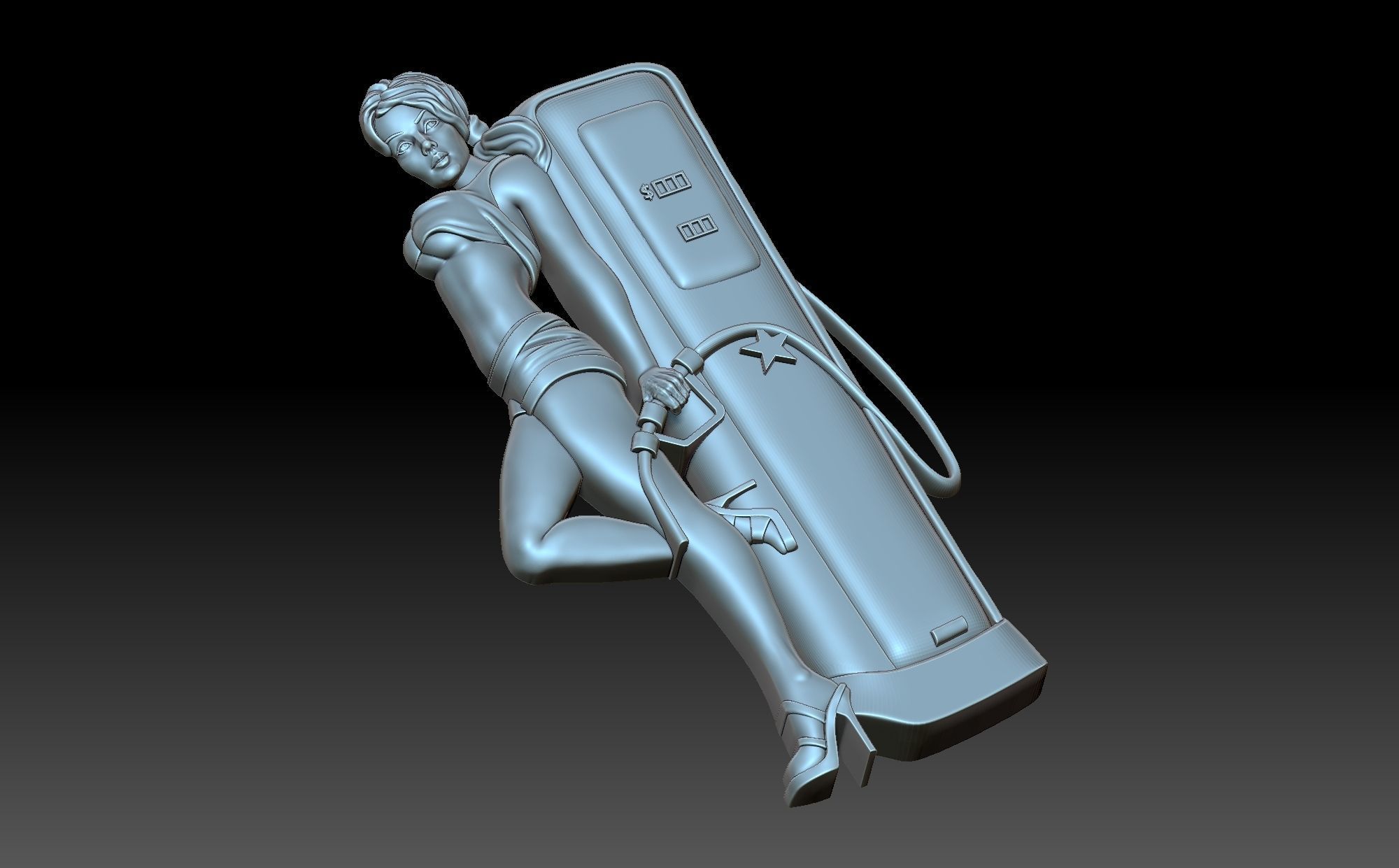 The girl at the gas station 3D print model_6