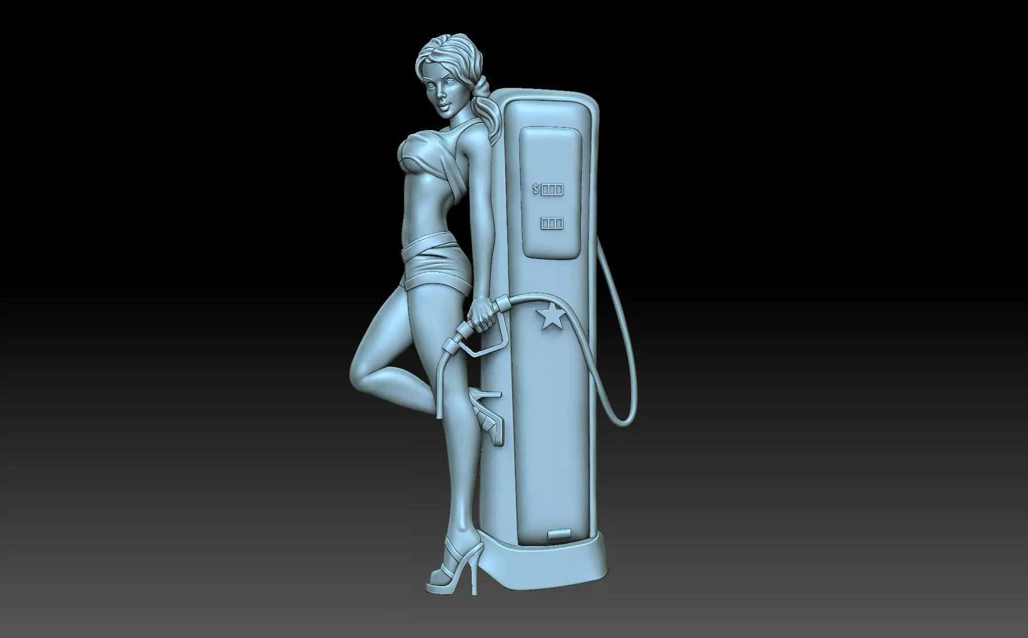 The girl at the gas station 3D print model_0