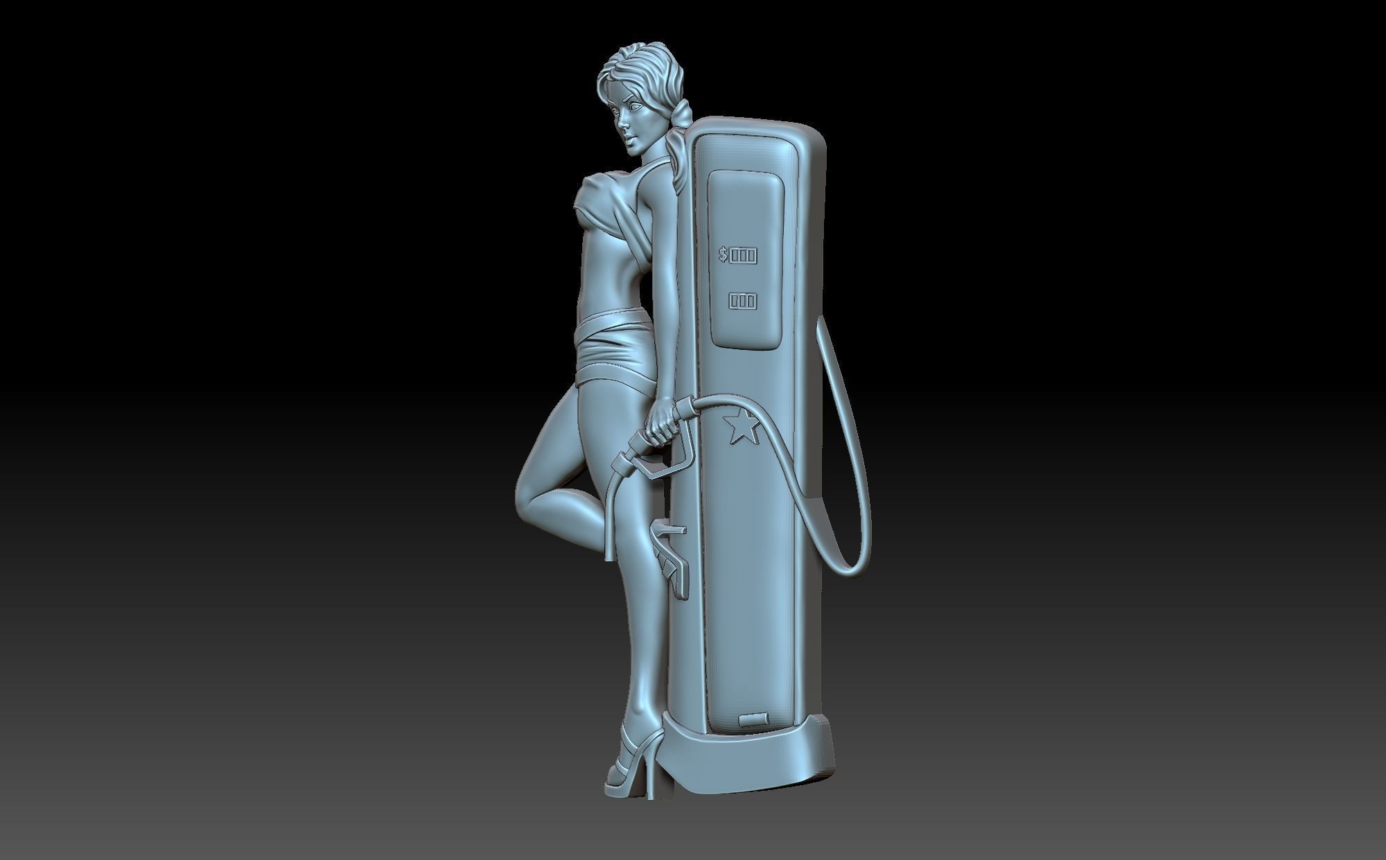 The girl at the gas station 3D print model_3