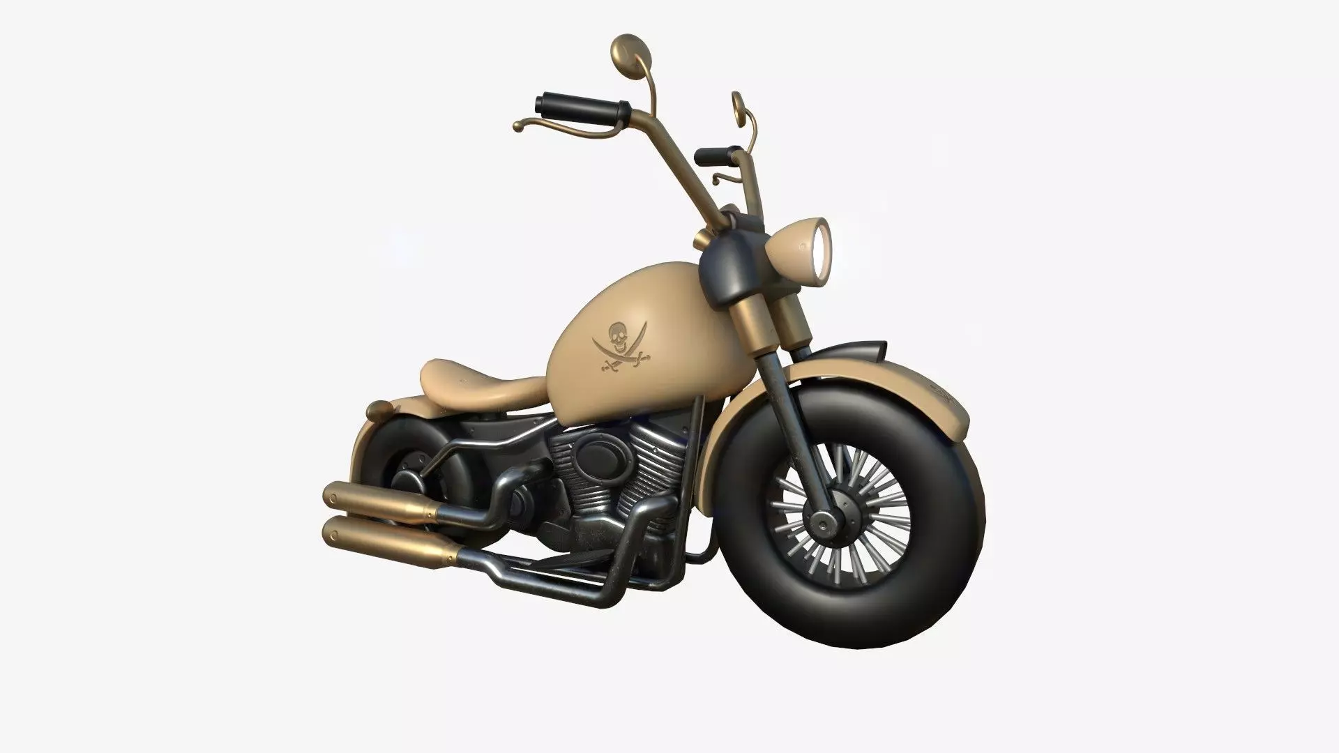 Motorcycle Cartoon A18 Desert - Custom Vehicle Design Low-poly 3D model_0