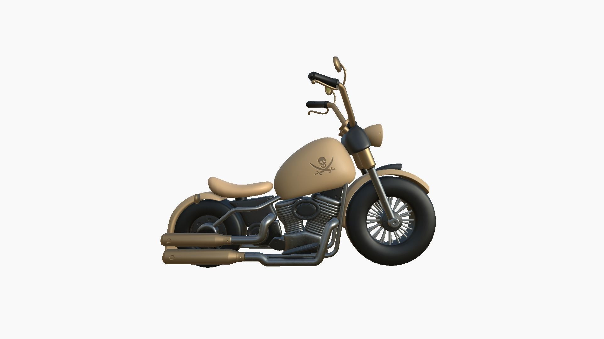 Motorcycle Cartoon A18 Desert - Custom Vehicle Design Low-poly 3D model_2