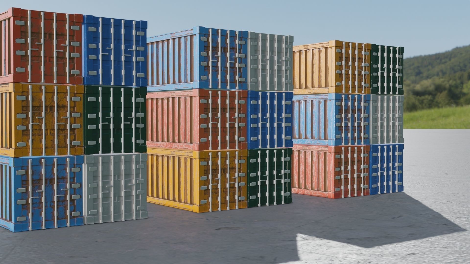 Shipping Container Low-poly 3D model_25
