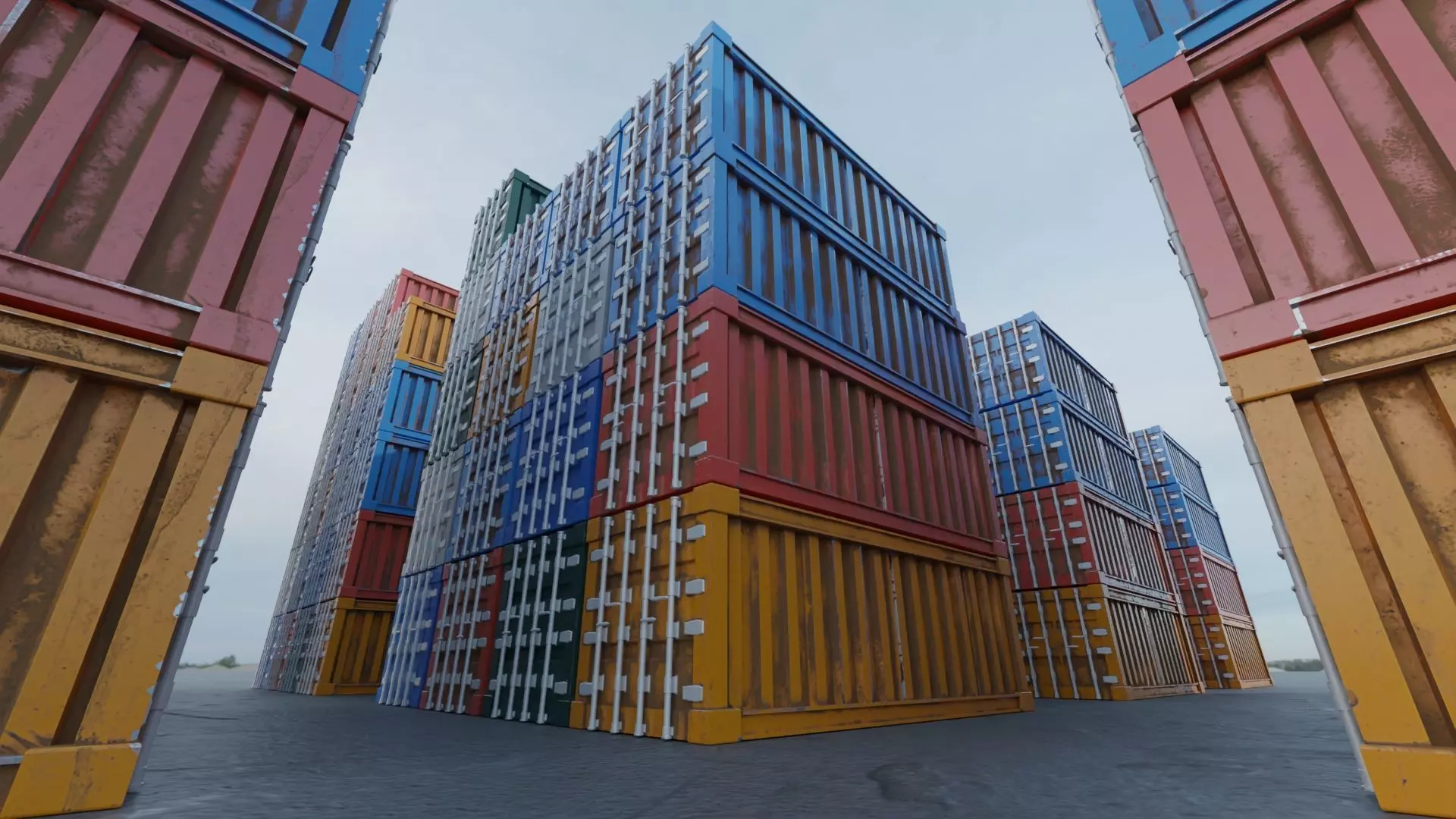 Shipping Container Low-poly 3D model_0