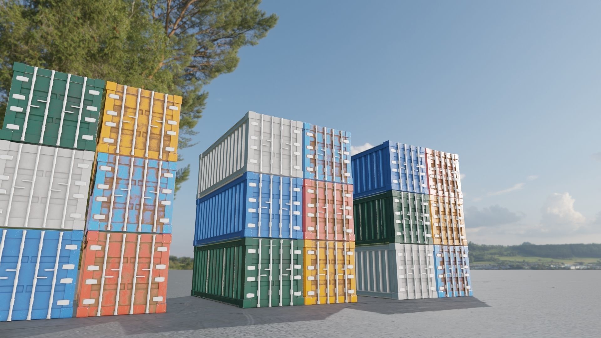 Shipping Container Low-poly 3D model_29