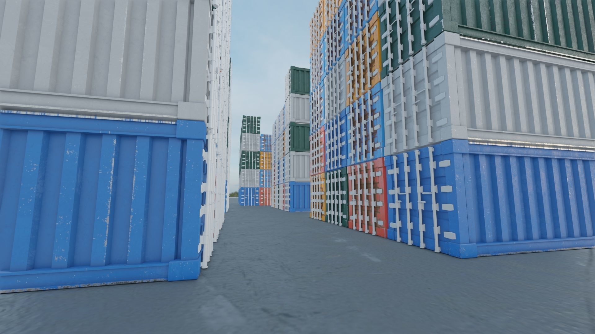 Shipping Container Low-poly 3D model_16