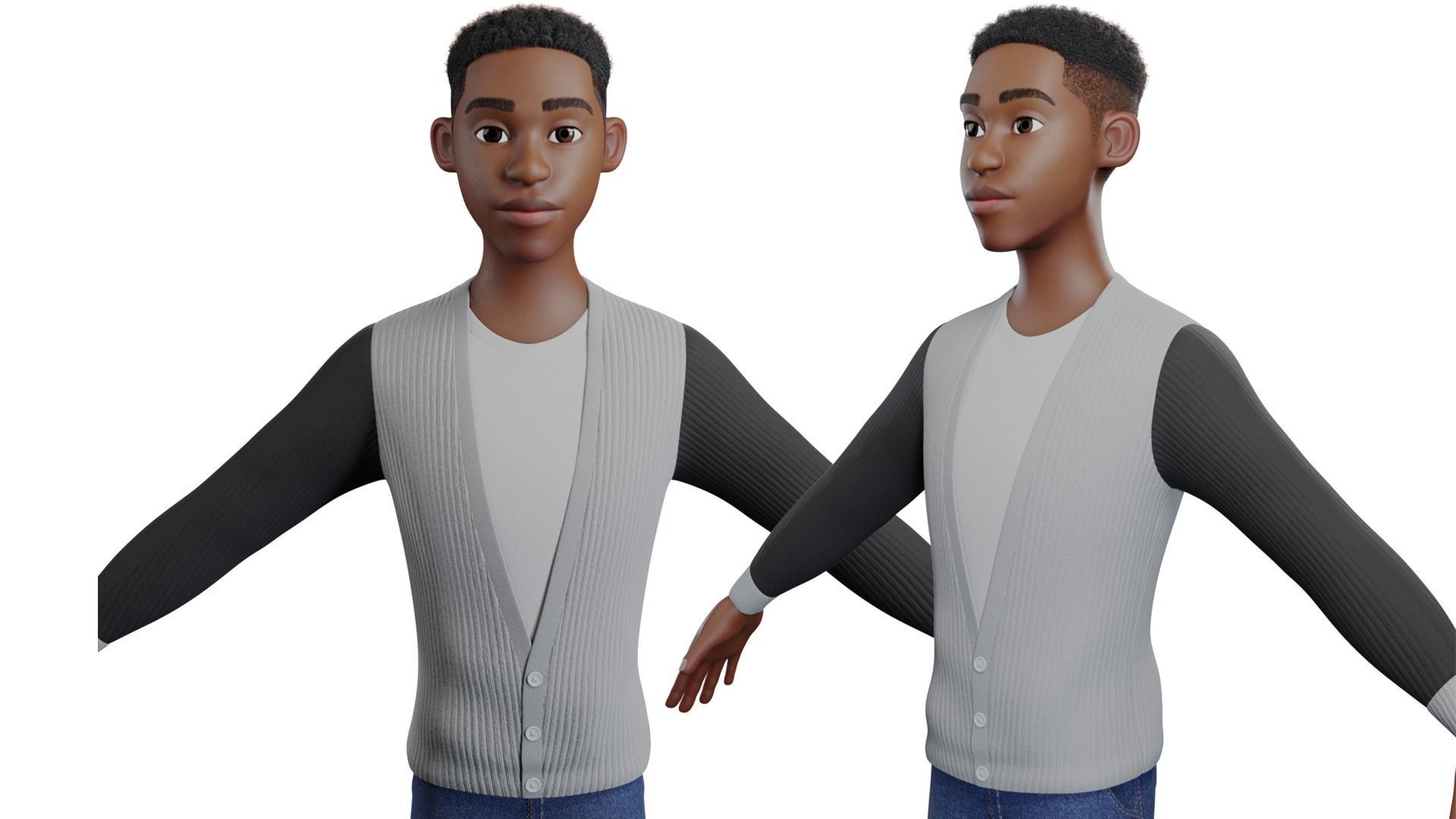 African characters Rigged 3D Model Collection_3