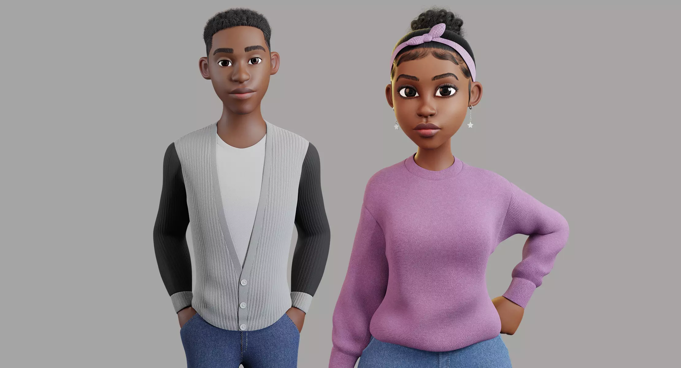 African characters Rigged 3D Model Collection_0