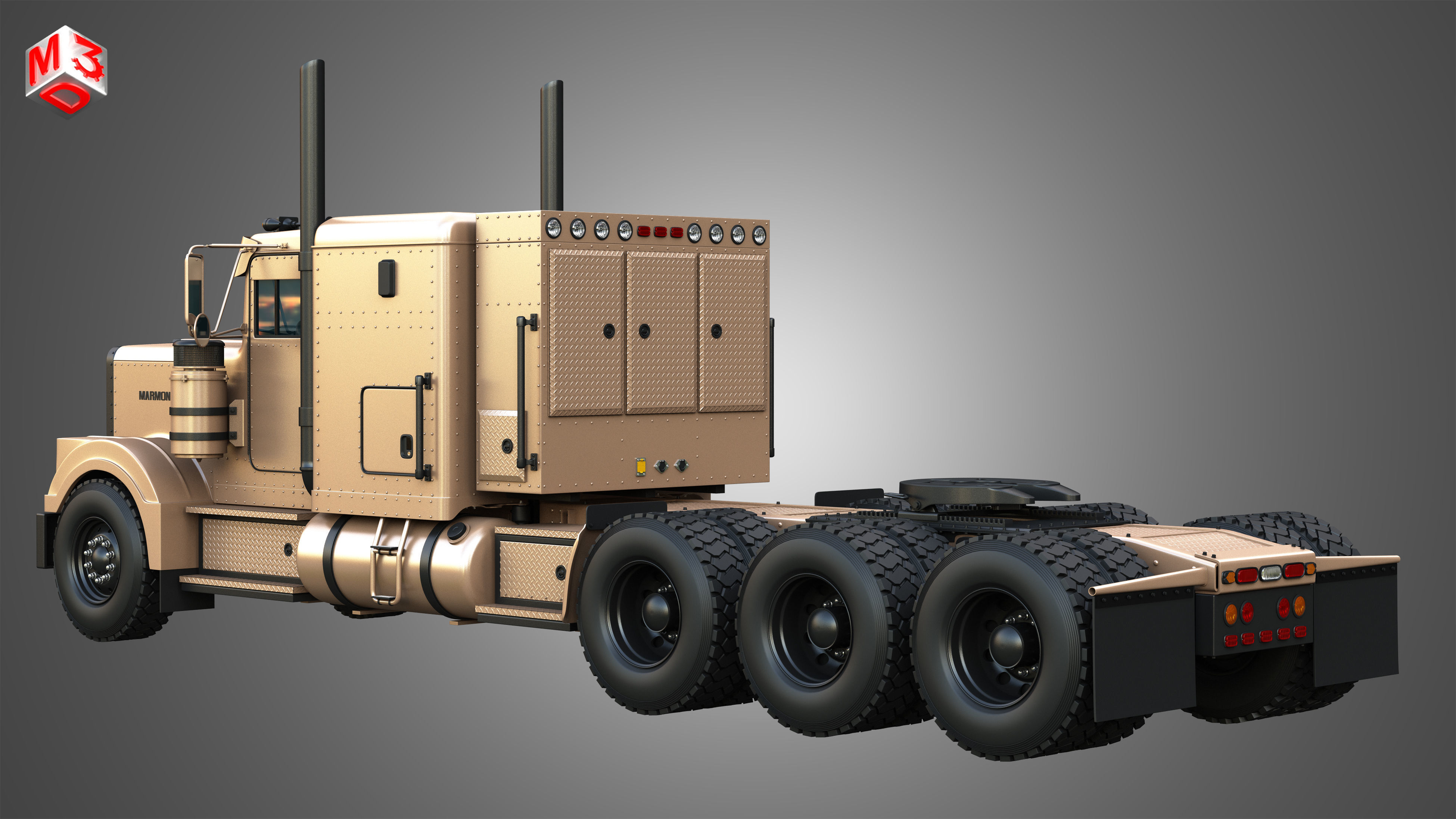 57P Semi Trucks - Heavy Haul Tri-Axle Trucks 2 in 1 3D Model Collection_7