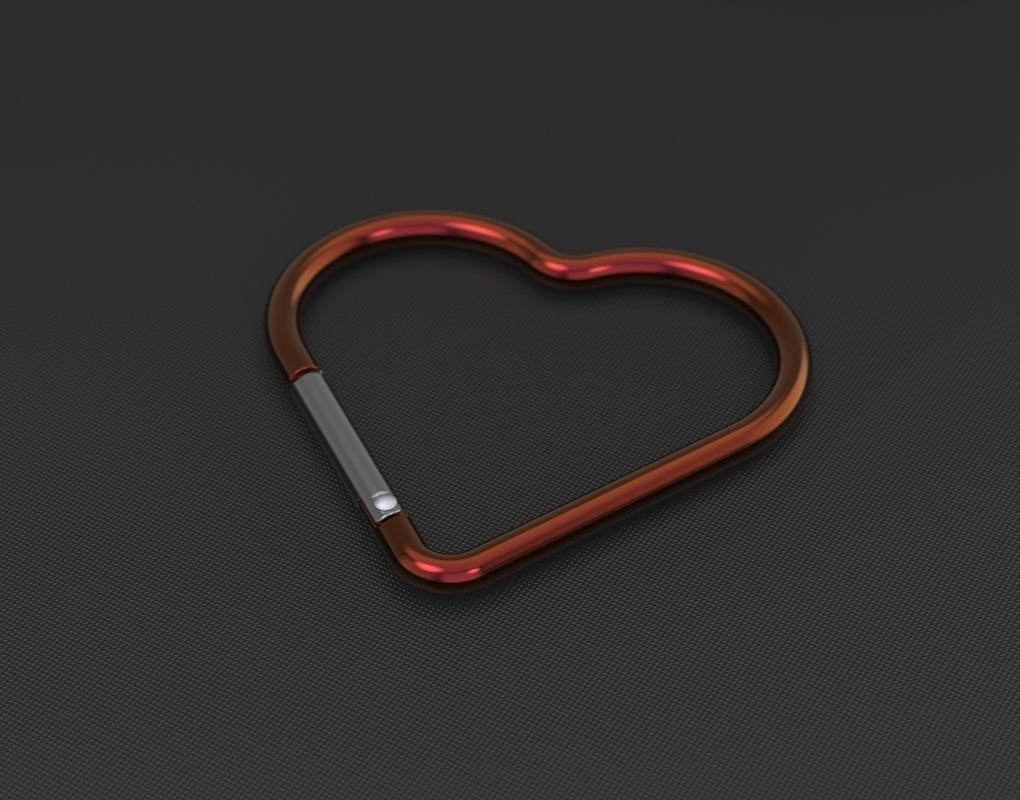 Heart-shaped Carabiner as prop for 3D rendering 3D model_1