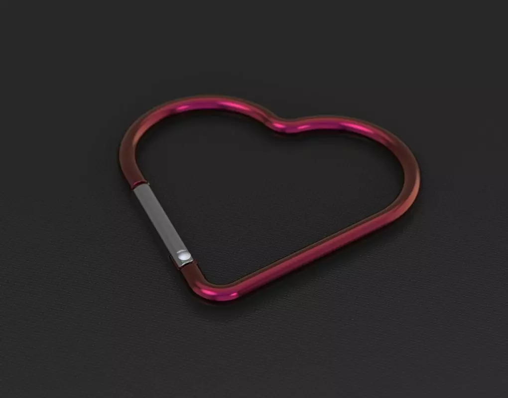 Heart-shaped Carabiner as prop for 3D rendering 3D model_0