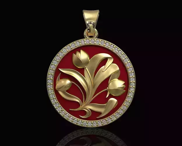 Flowers painting pendant