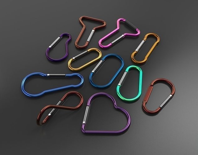 Megapack of carabiners of various designs 3D model