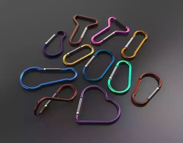 Megapack of carabiners of various designs 3D model