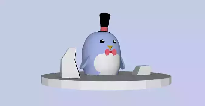 Low Poly Penguin with top hat