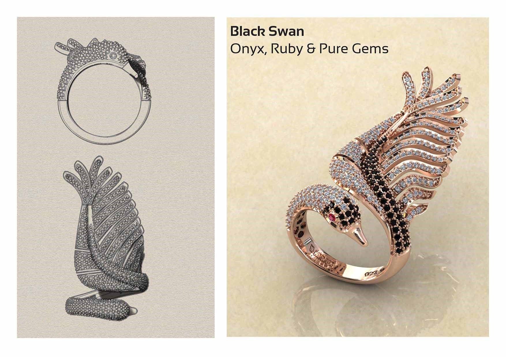 swan ring 3D print model_4