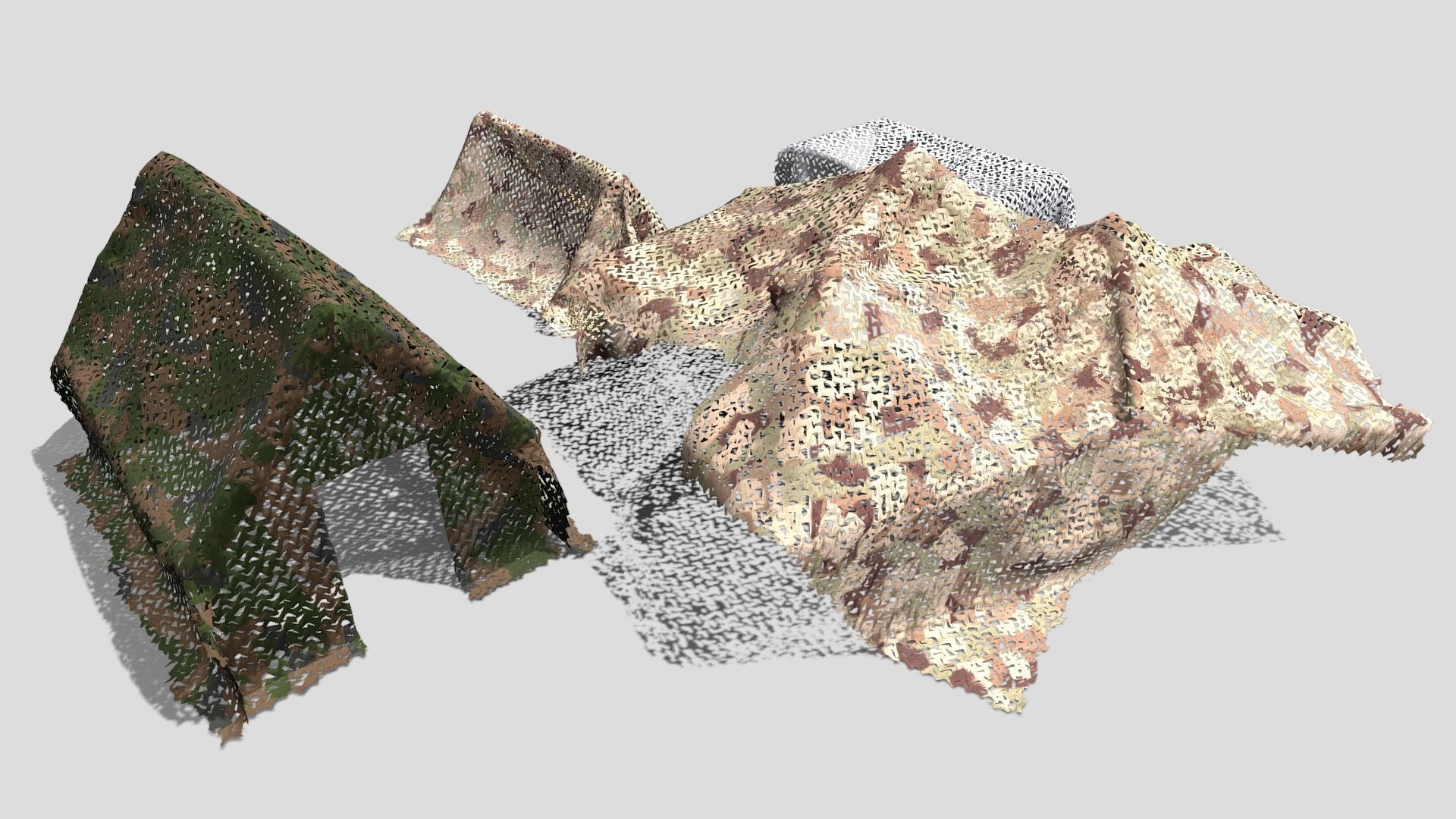Camouflage netting Low-poly 3D model_2