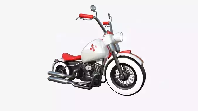 Motorcycle Cartoon A19 White Red - Custom Vehicle Design