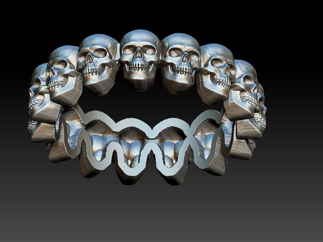 skulls ring 3D print model_1