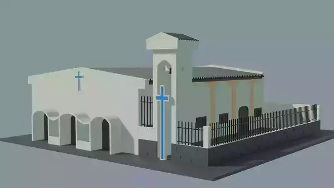 Five low poly urban buildings