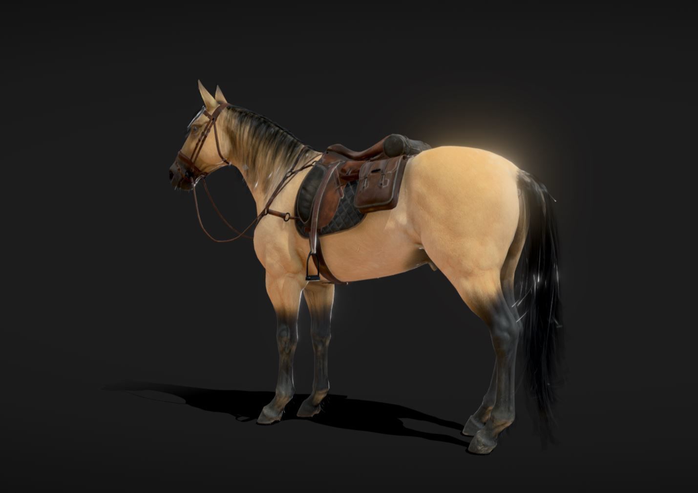 Caballo Horse Low-poly 3D model_2