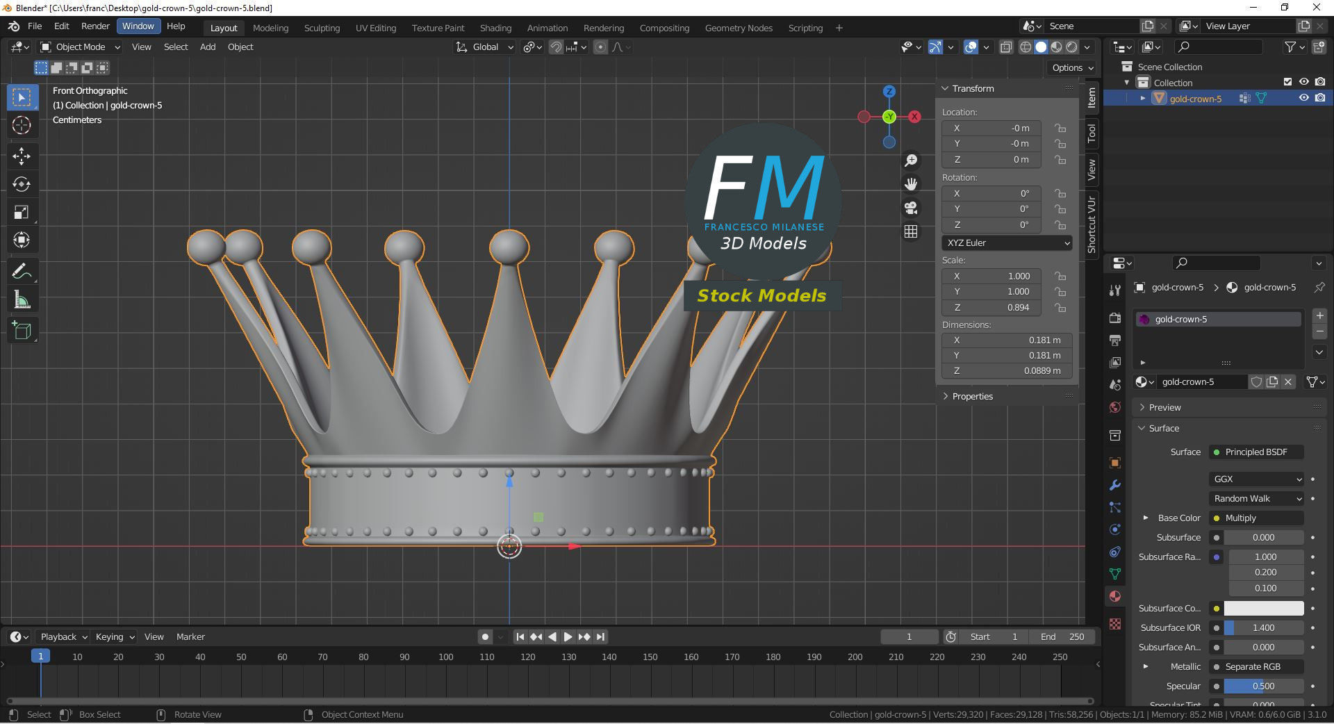 Gold crown 5 3D model_9