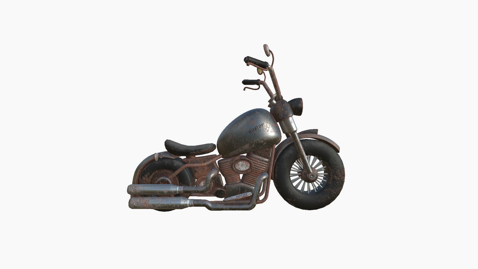 Motorcycle Cartoon A20 Rust Dirt - Custom Vehicle Design Low-poly 3D model_2