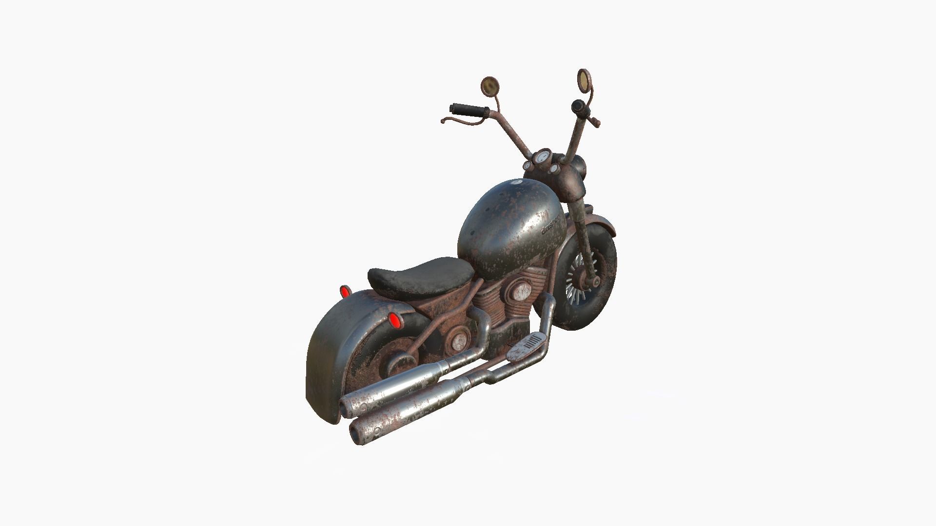 Motorcycle Cartoon A20 Rust Dirt - Custom Vehicle Design Low-poly 3D model_1