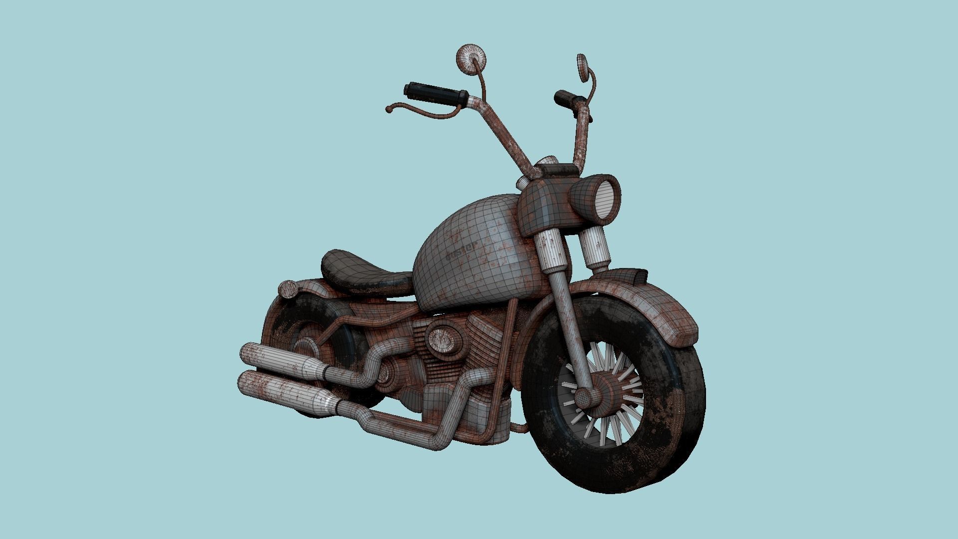 Motorcycle Cartoon A20 Rust Dirt - Custom Vehicle Design Low-poly 3D model_6