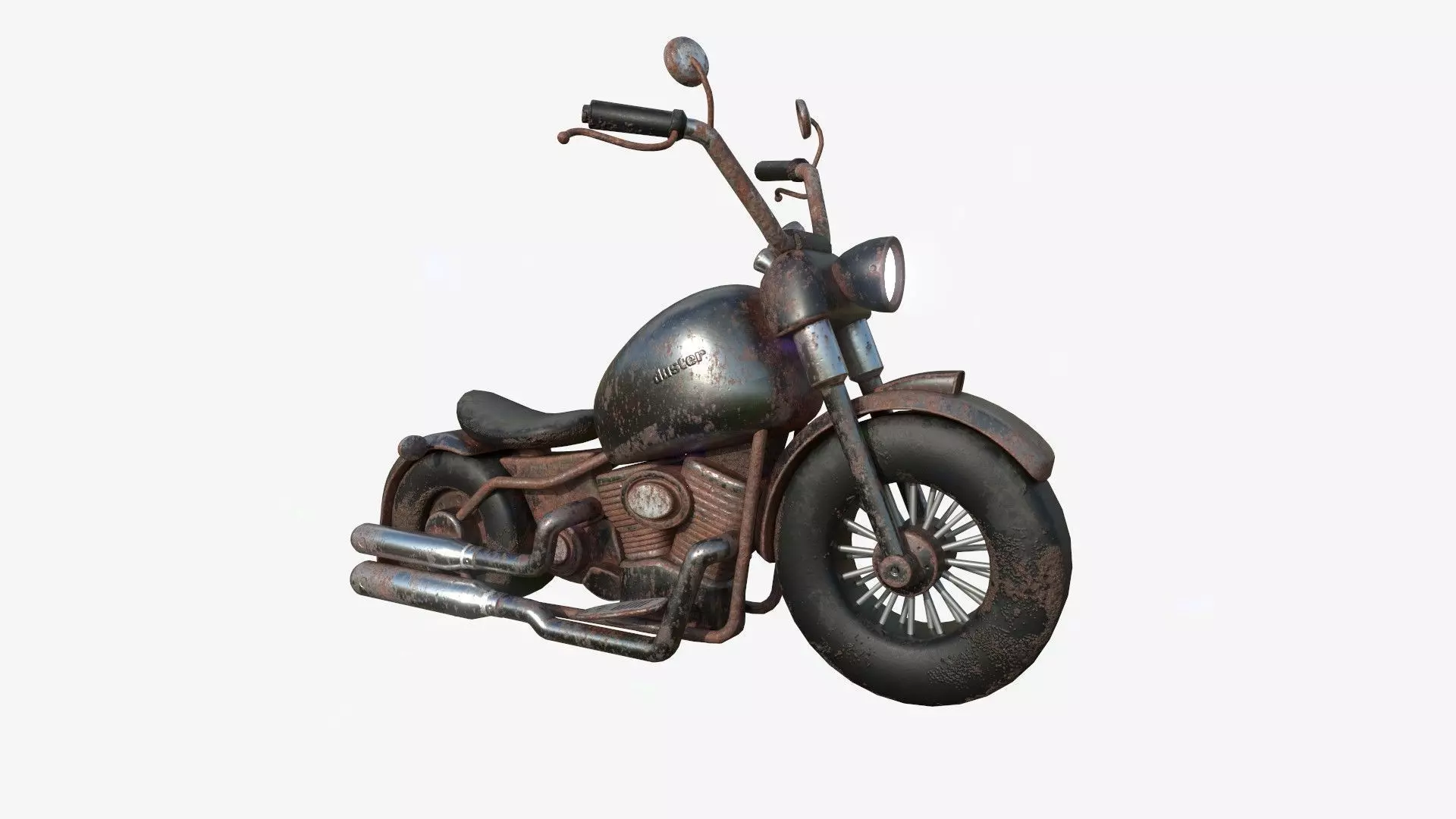Motorcycle Cartoon A20 Rust Dirt - Custom Vehicle Design Low-poly 3D model_0