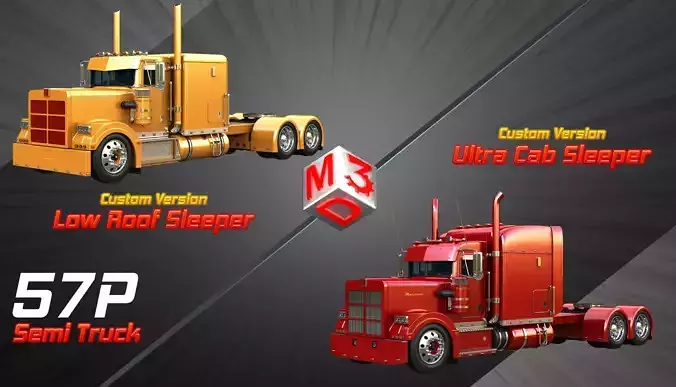 57P Semi Trucks - Custom Semi Trucks  2 in 1 3D Model Collection