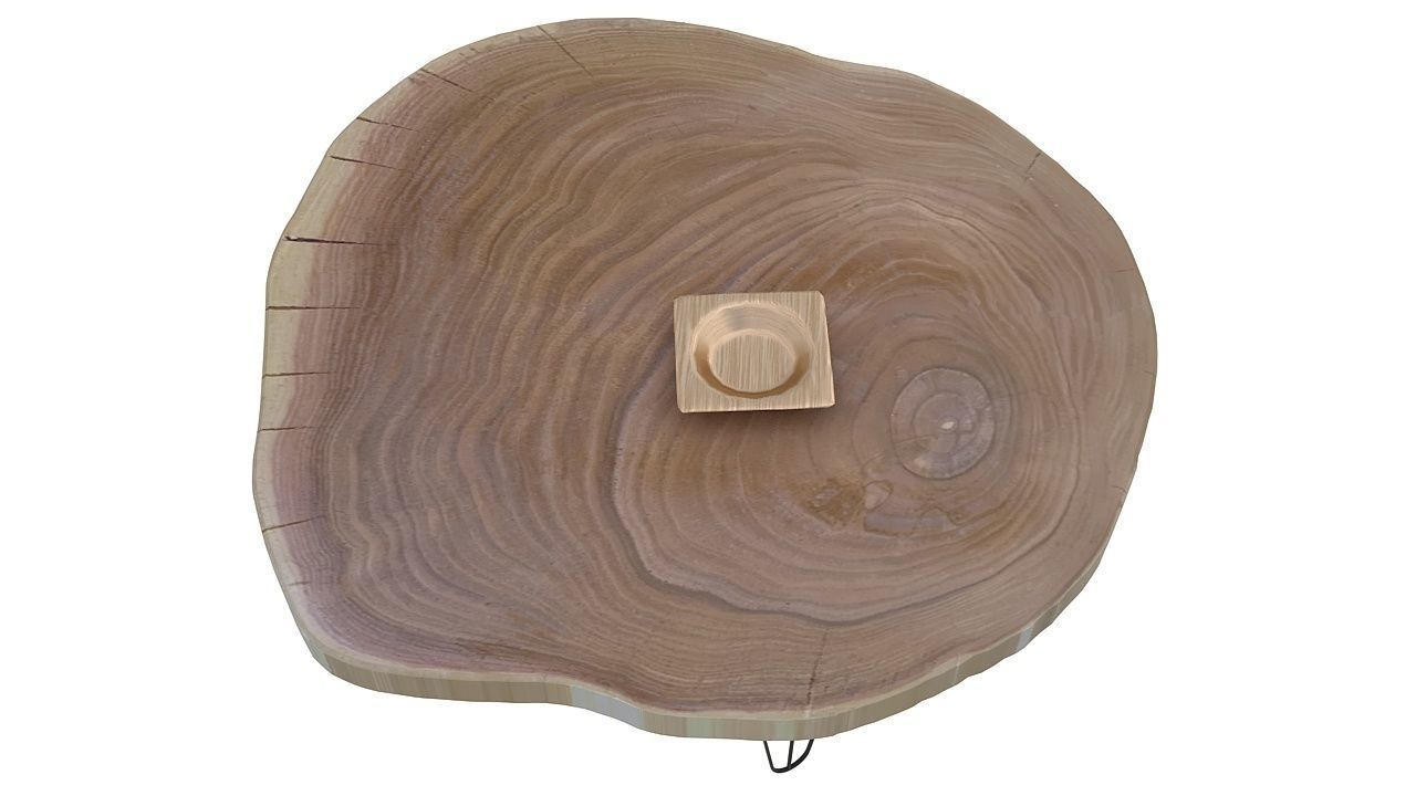 Rustic wooden side table 3D model_3