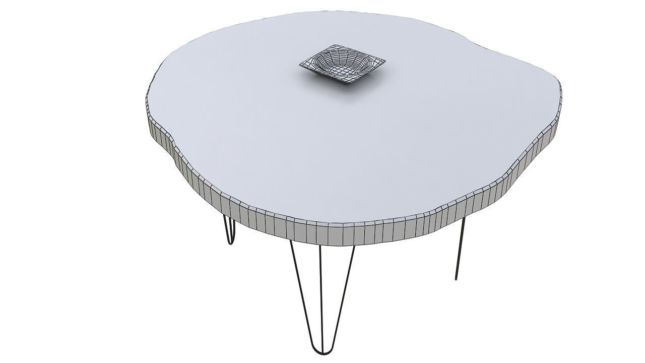 Rustic wooden side table 3D model_7