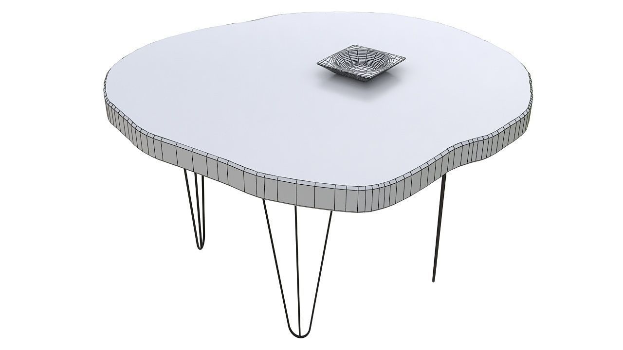 Rustic wooden side table 3D model_8