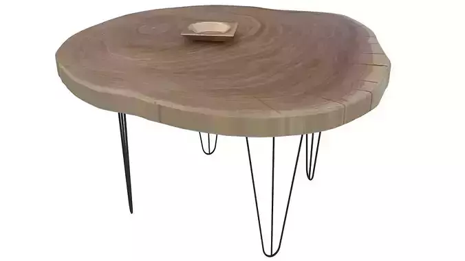 Rustic wooden side table 3D model