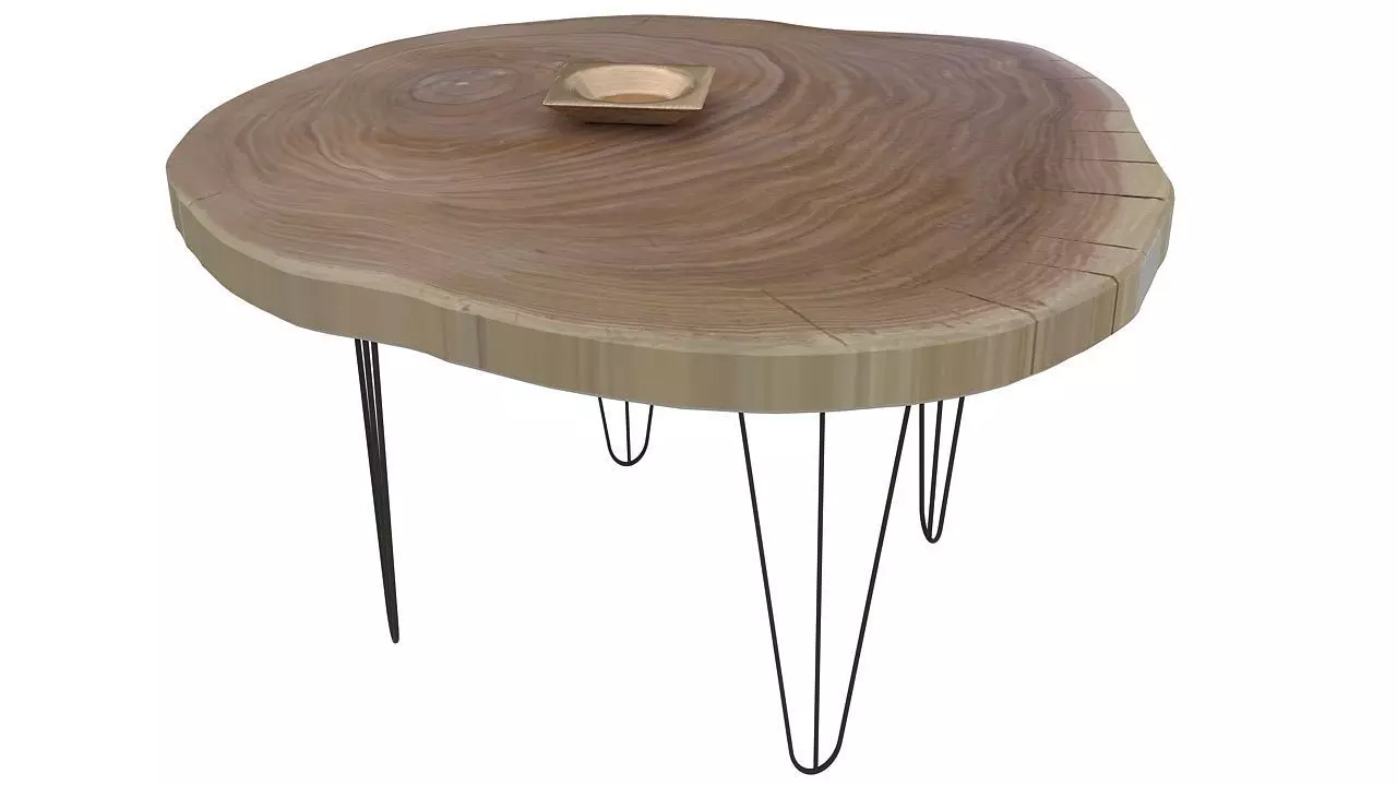 Rustic wooden side table 3D model_0