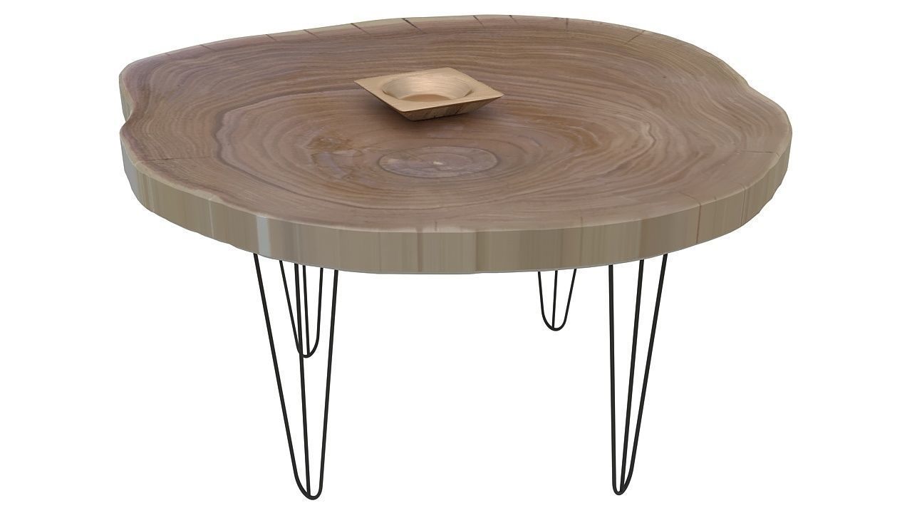 Rustic wooden side table 3D model_4