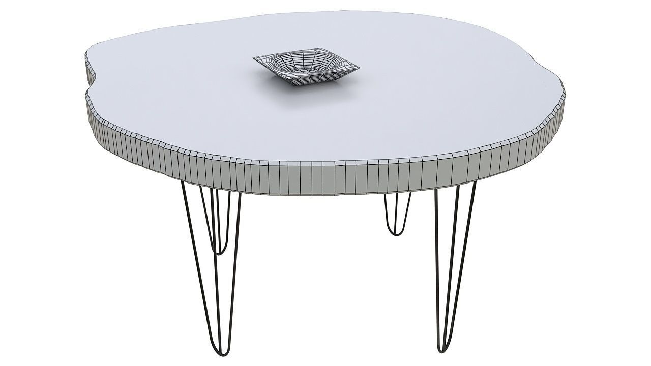 Rustic wooden side table 3D model_5