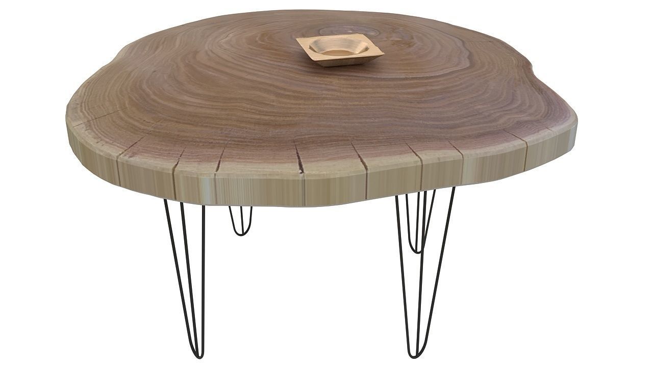 Rustic wooden side table 3D model_1