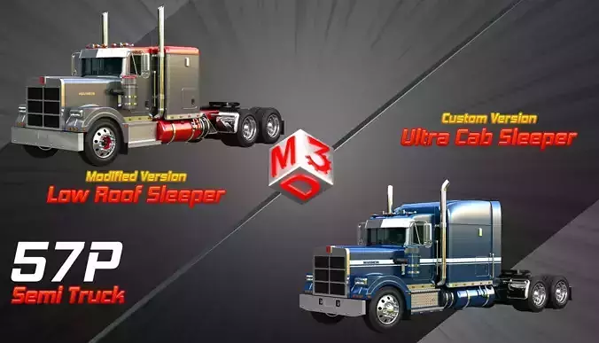 57P Semi Trucks - Modified Version  2 in 1 3D Model Collection