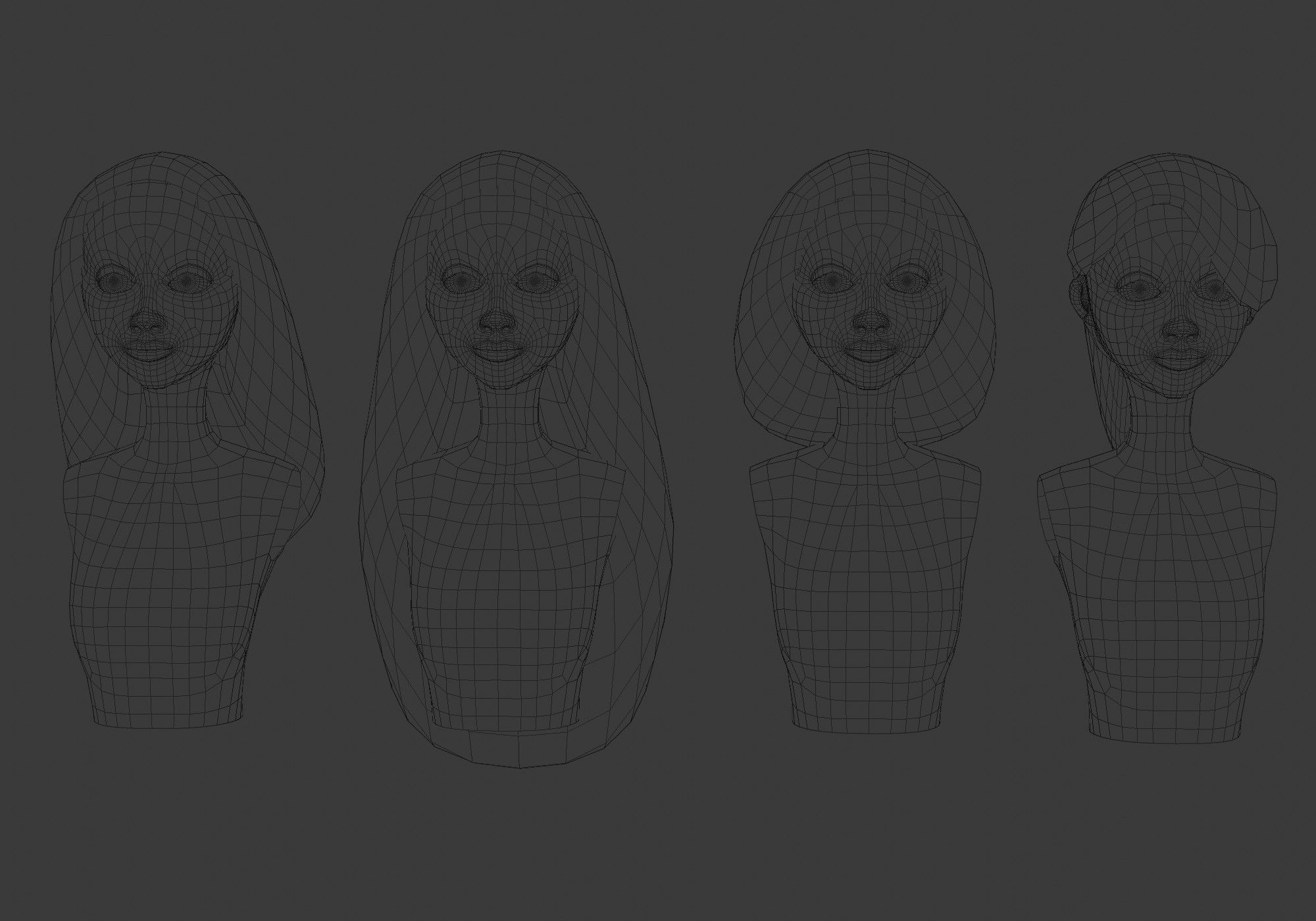 Hairstyles collection hair mannequins Low-poly 3D model_17