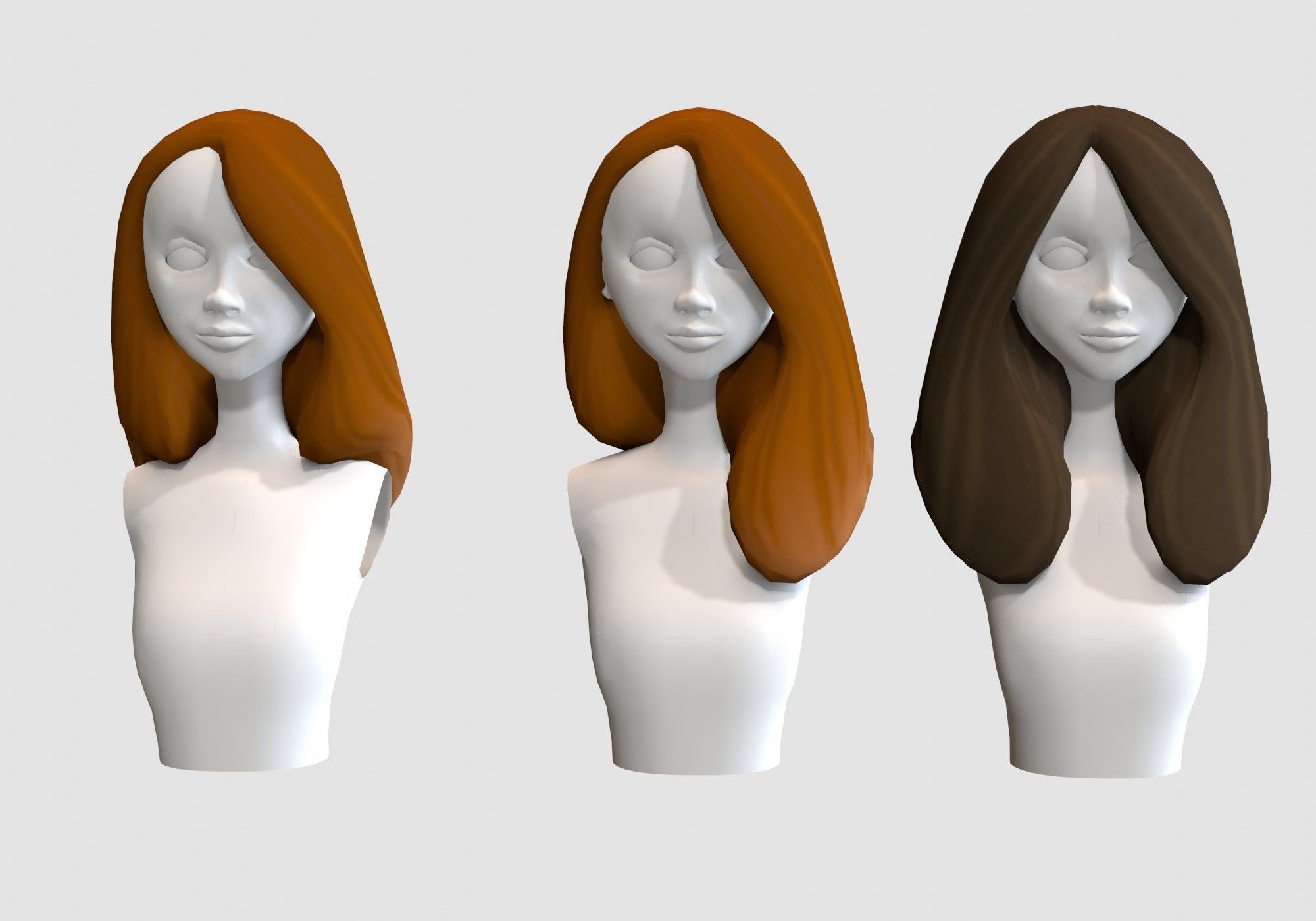 Hairstyles collection hair mannequins Low-poly 3D model_5