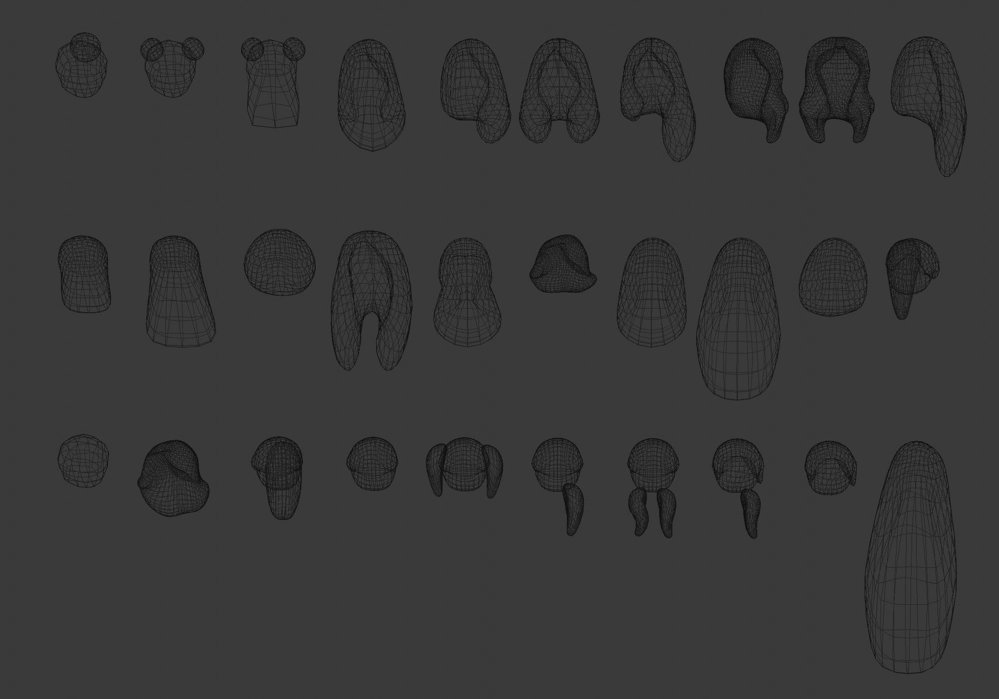 Hairstyles collection hair mannequins Low-poly 3D model_18