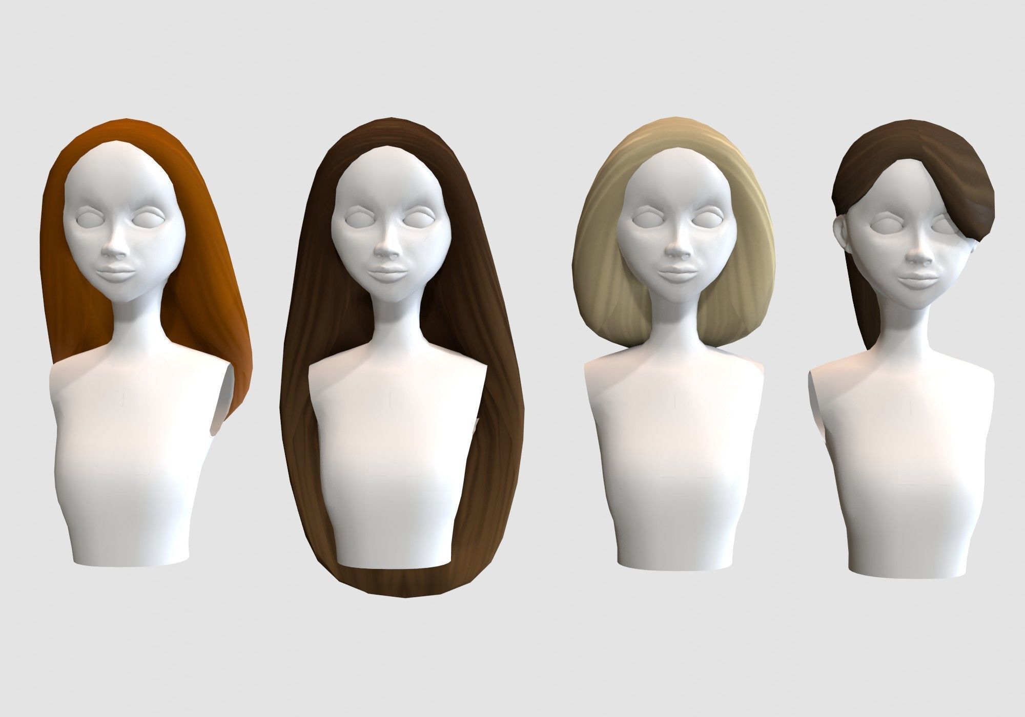Hairstyles collection hair mannequins Low-poly 3D model_6