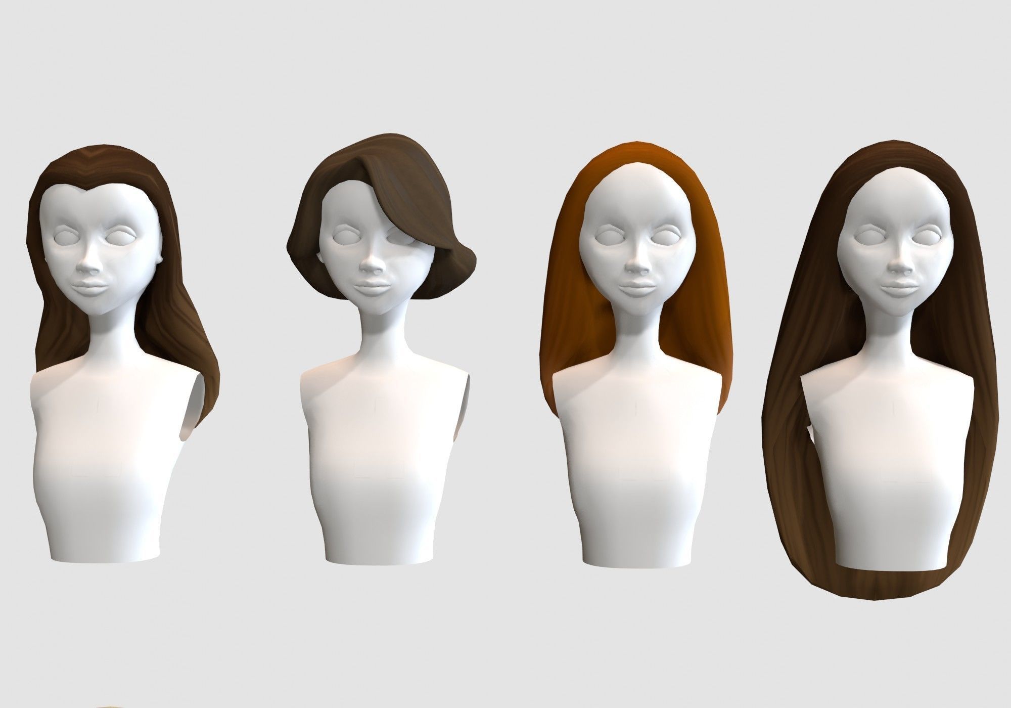 Hairstyles collection hair mannequins Low-poly 3D model_7