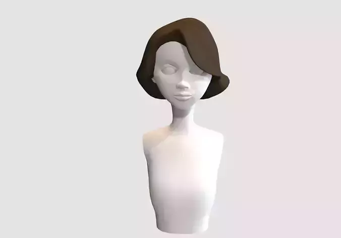short cartoon hairstyle  3D model