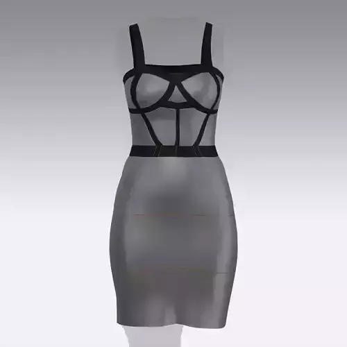 DRESS COLOR GRAY AND BLACK CORSET DRESS MODERN LOOK